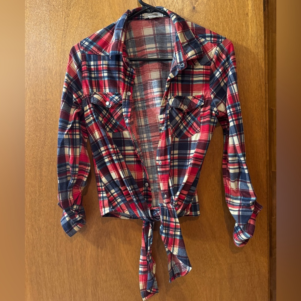 Passport tie-front Plaid Shirt